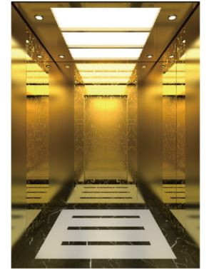 ลิฟท์โดยสารโดยสาร MRL เคลือบกระจกไทเทเนียมทอง